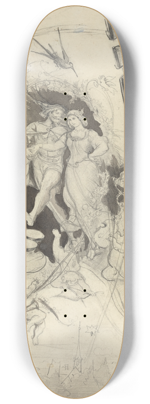 Eugen Napoleon Neureuther - The Happy Squire and His Bride 8.25 inch art skate deck