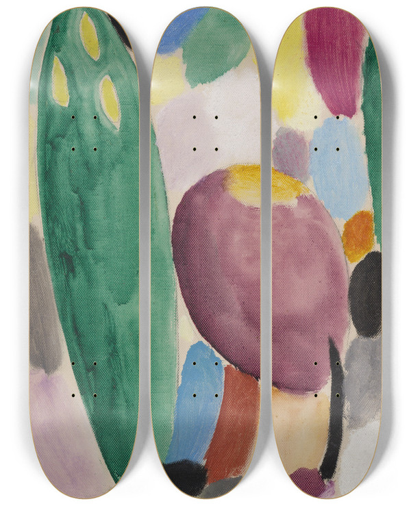 Triptych art skateboard deck of Alexej Von Jawlensky Variation Trees by Alexej Von Jawlensky (1864-1941)