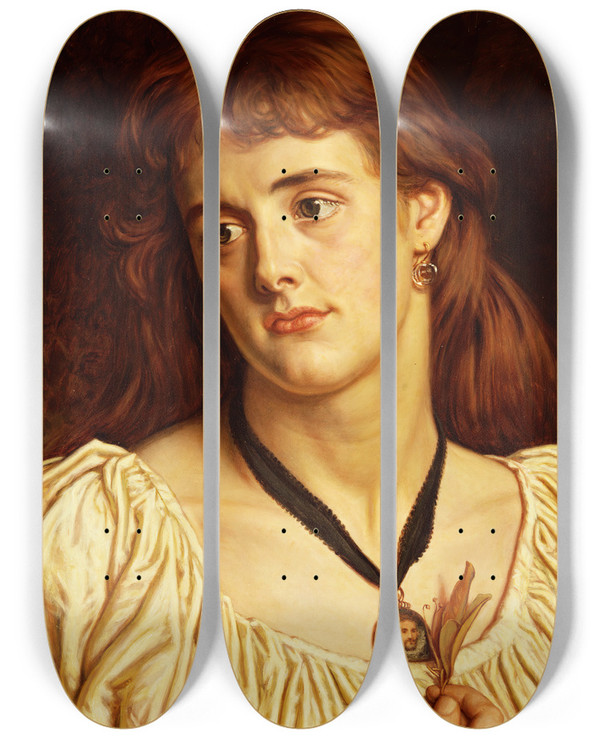 Triptych art skateboard deck of William Holman Hunt Sorrow by William Holman Hunt (1827-1910)