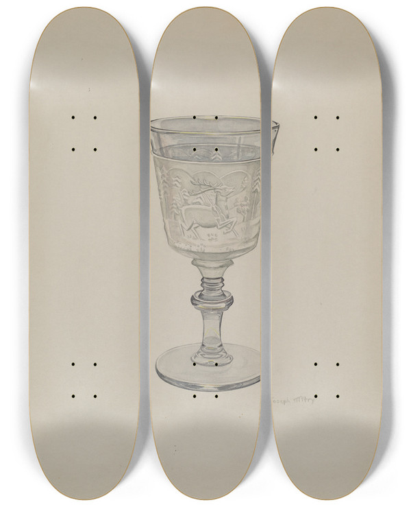 Triptych art skateboard deck of Joseph Mitry Goblet by Joseph Mitry
