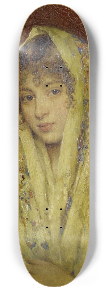 Eugen von Blaas - Girl In A Yellow Shawl 8.25 inch art skate deck