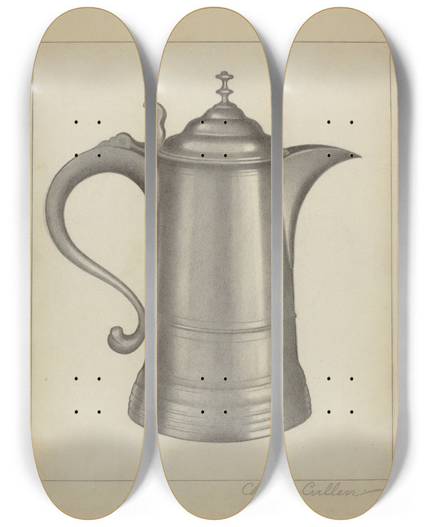 Triptych art skateboard deck of Charles Cullen Pewter Tankard_1 by Charles Cullen (20-)
