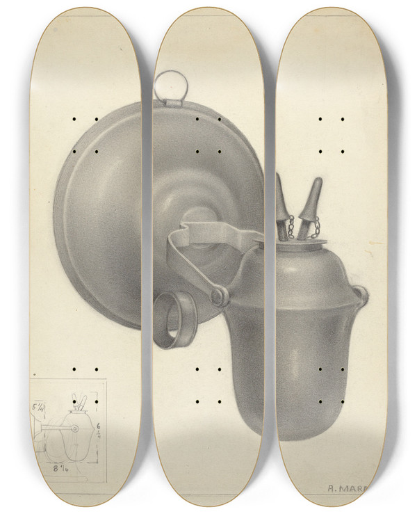Triptych art skateboard deck of Arsen Maralian Lamp_4 by Arsen Maralian