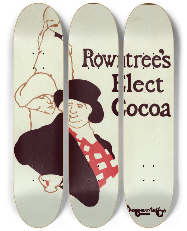 Triptych art skateboard deck of William Nicholson Rowntrees Elect Cocoa by William Nicholson (1872-1949)