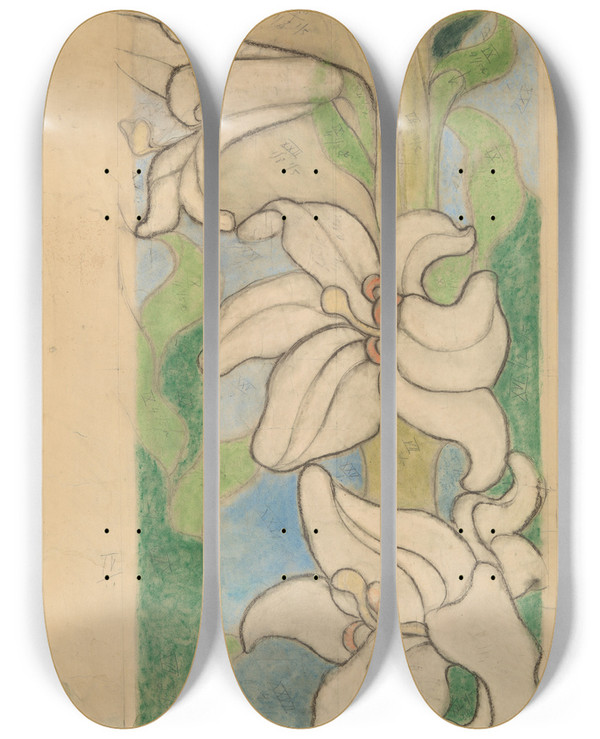 Triptych art skateboard deck of Stanisaw Wyspiaski Bogosawiona Salomea Projekt Witraa Do Kocioa Franciszkanw W Krakowie_3 by Stanislaw Wyspianski (1869-1907)