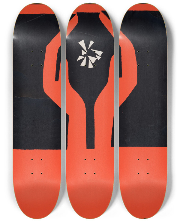 Triptych art skateboard deck of Saul Bass For A Sane Nuclear Policy by Saul Bass (1920-1996)