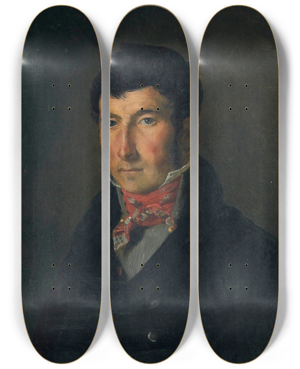 Triptych art skateboard deck of Eugne Delacroix Portrait De Fougerat by Eugene Delacroix (1798-1863)