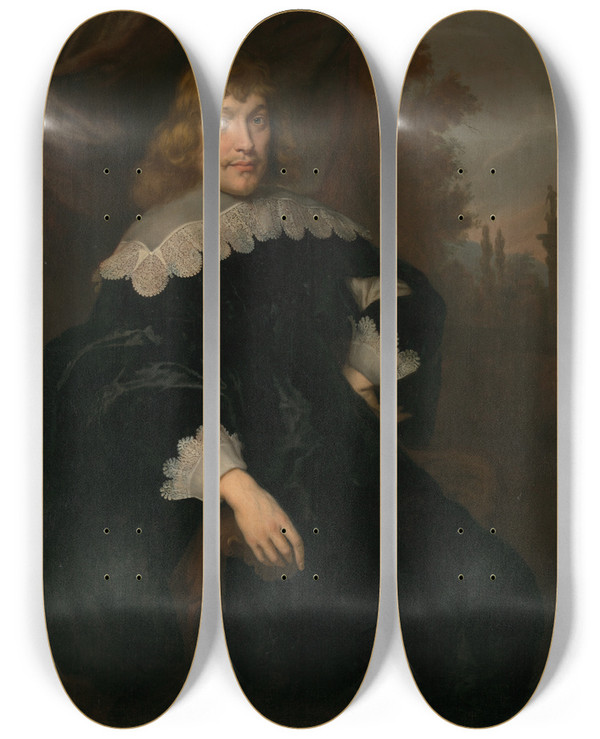 Triptych art skateboard deck of Joachim Von Sandrart Hendrick Bicker 16151651 by Joachim Von Sandrart (1609-1688)
