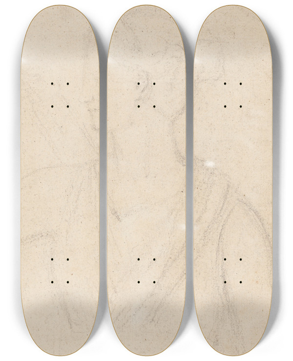 Triptych art skateboard deck of Benjamin Robert Haydon Study Of The Statue Of Diana In The Vatican Verso by Benjamin Robert Haydon (1786-1846)