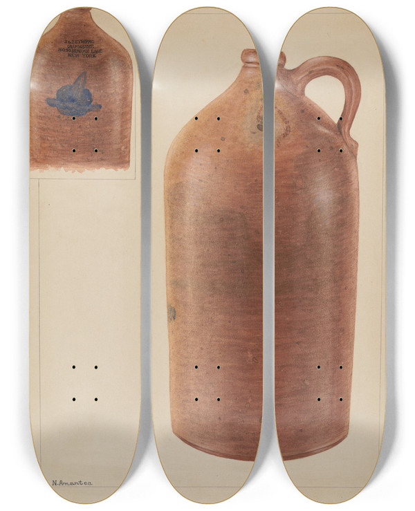 Triptych art skateboard deck of Nicholas Amantea Jug_11 by Nicholas Amantea (1900-1978)