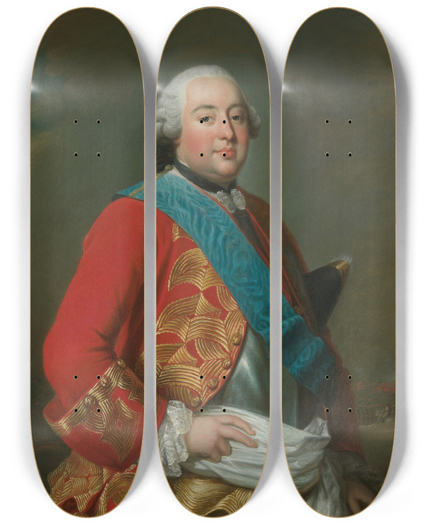 Triptych art skateboard deck of Alexander Roslin The Duke Of Chartres Later Duke Of Orlans by Alexander Roslin (1718-1793)
