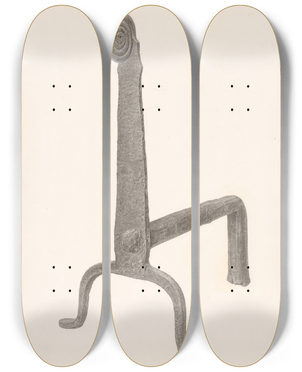 Triptych art skateboard deck of Jacob Lipkin Andiron One Of Pair_3 by Jacob Lipkin