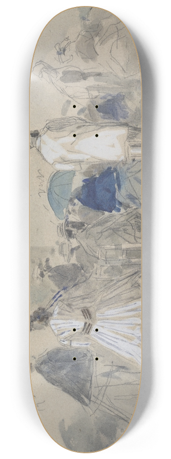 Eugne Boudin - Crinolines on the Beach 8.25 inch art skate deck