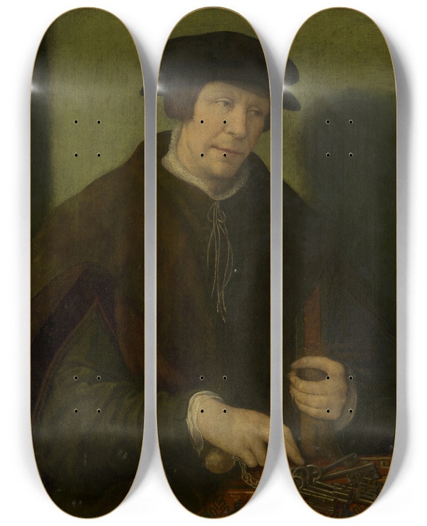 Triptych art skateboard deck of Antwerp 16Th Century Portrait Of An Almoner Of Antwerp by Antwerp 16th Century (16-)