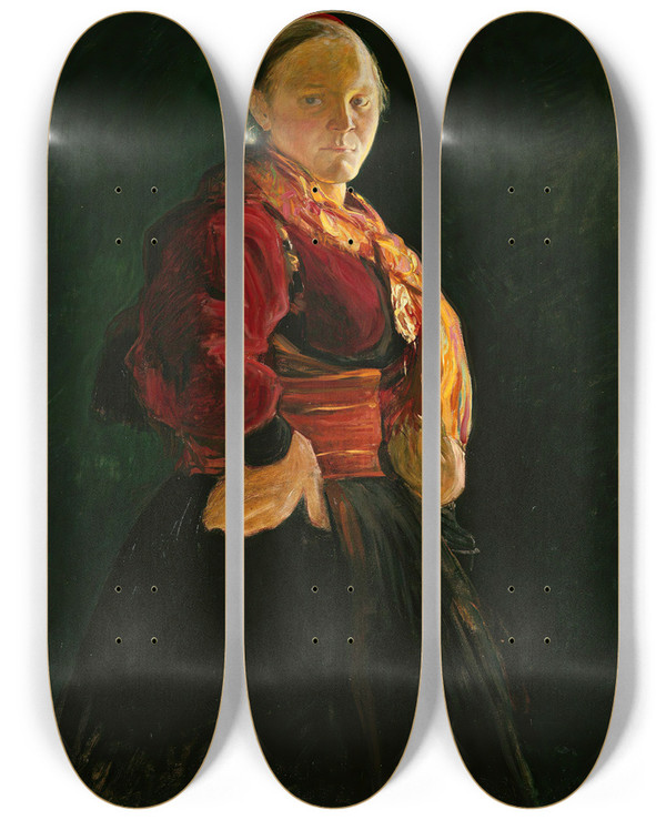 Triptych art skateboard deck of Halfdan Egedius Portrait Of Mari Clasen by Halfdan Egedius (1877-1899)