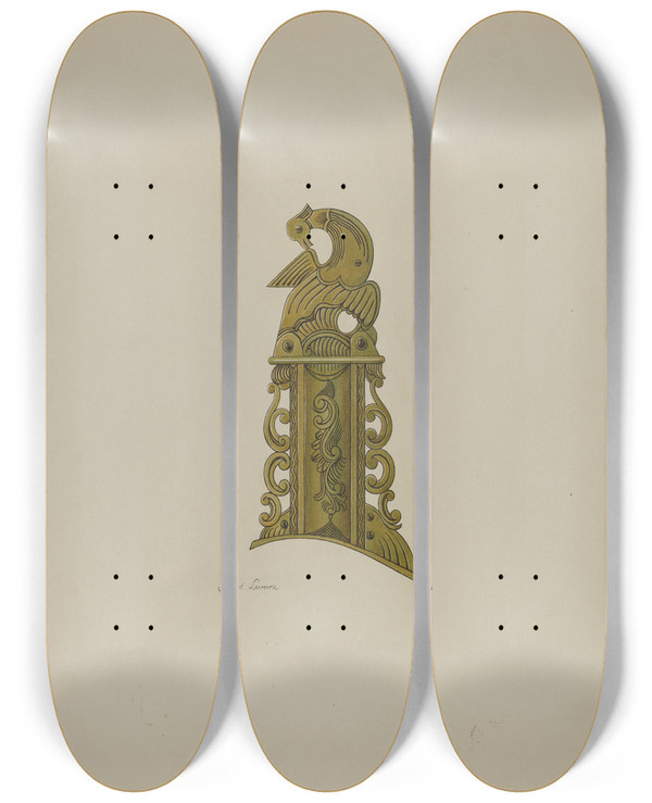 Triptych art skateboard deck of Albert Levone Pa German Patch Box by Albert Levone (20-)