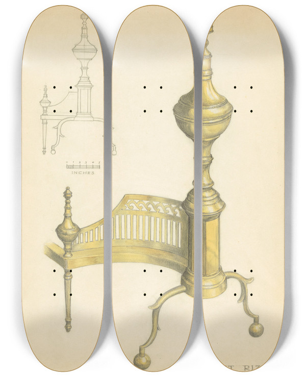 Triptych art skateboard deck of Janet Riza Andiron by Janet Riza (20-)