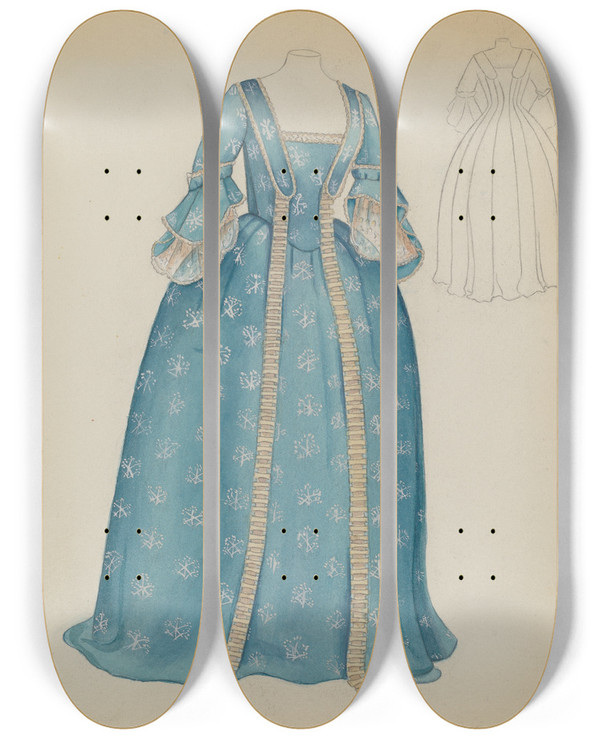 Triptych art skateboard deck of Esther Hansen Dress by Esther Hansen
