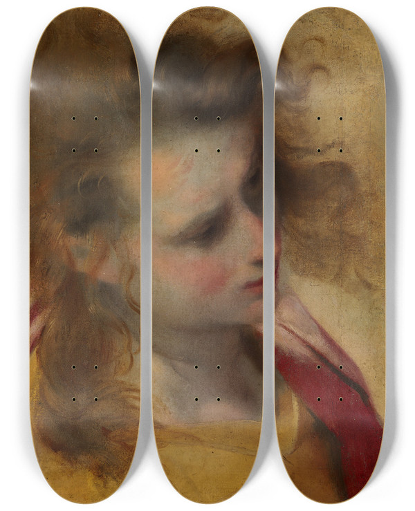 Triptych art skateboard deck of Federico Barocci The Head Of Saint John The Evangelist by Federico Barocci (1528-1612)