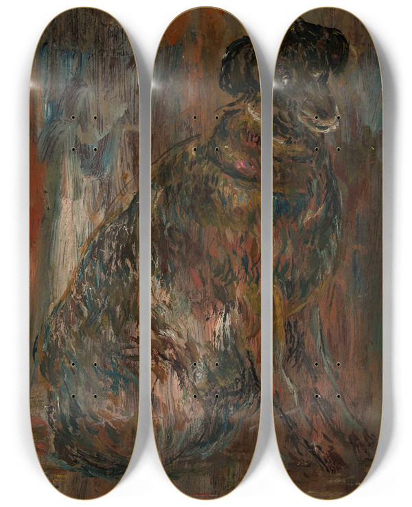 Triptych art skateboard deck of Tadeusz Makowski Study Of A Dog Malina by Tadeusz Makowski (1882-1932)