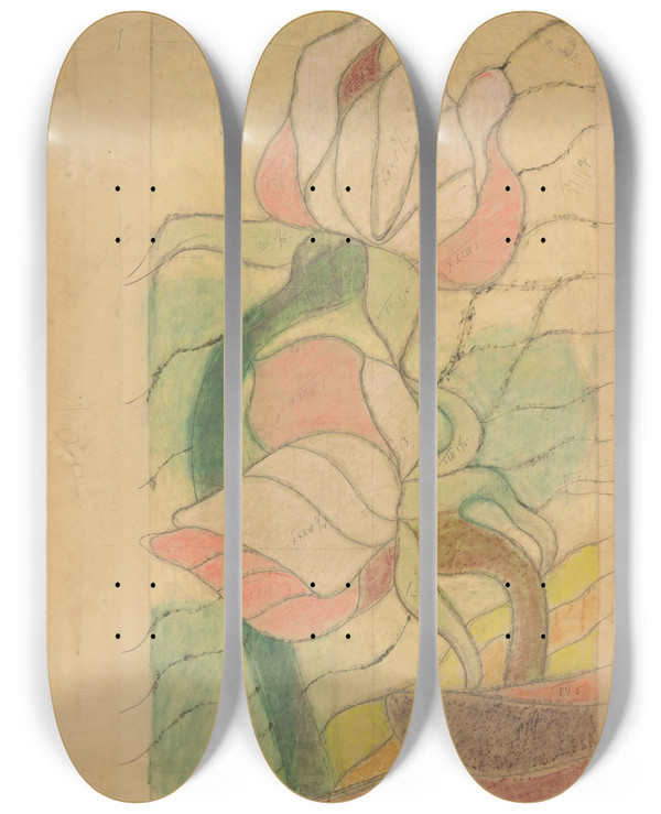 Triptych art skateboard deck of Stanisaw Wyspiaski Wity Franciszek Projekt Witraa Do Prezbiterium Kocioa Franciszkanw W Krakowie_7 by Stanislaw Wyspianski (1869-1907)