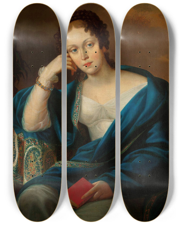 Triptych art skateboard deck of Jzef Oleszkiewicz Portrait Of A Woman by Jozef Oleszkiewicz (1777-1830)