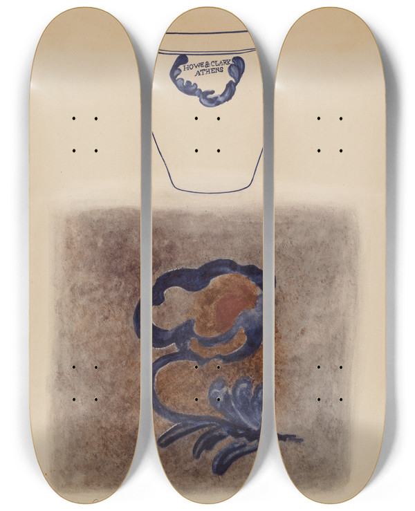 Triptych art skateboard deck of Yolande Delasser Crock_26 by Yolande Delasser (1935)