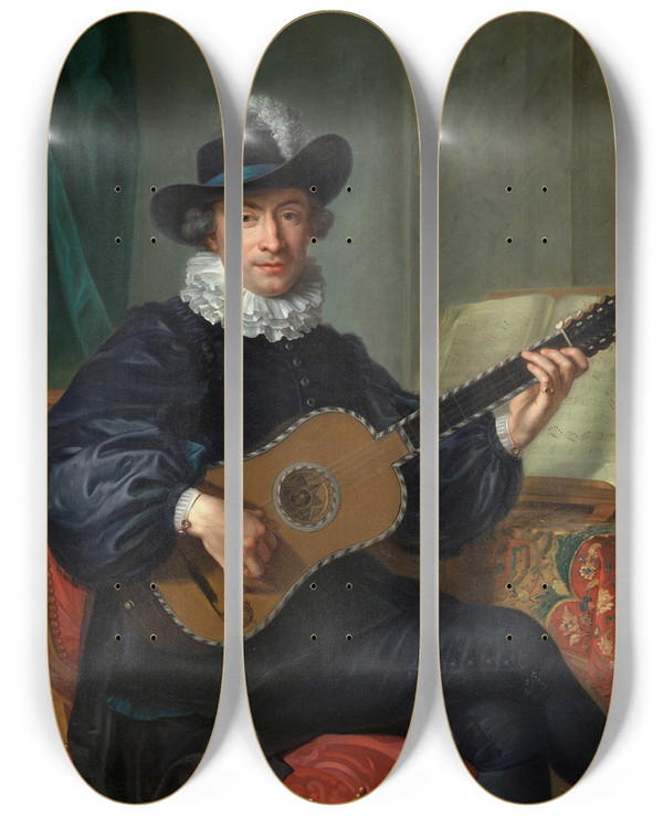 Triptych art skateboard deck of Guillaume Voiriot Portrait Of Monsieur Aublet by Guillaume Voiriot (1713-1799)