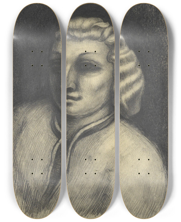 Triptych art skateboard deck of Karl Wiener Ohne Titel Weibliches Portrt_2 by Karl Wiener (1901-1949)