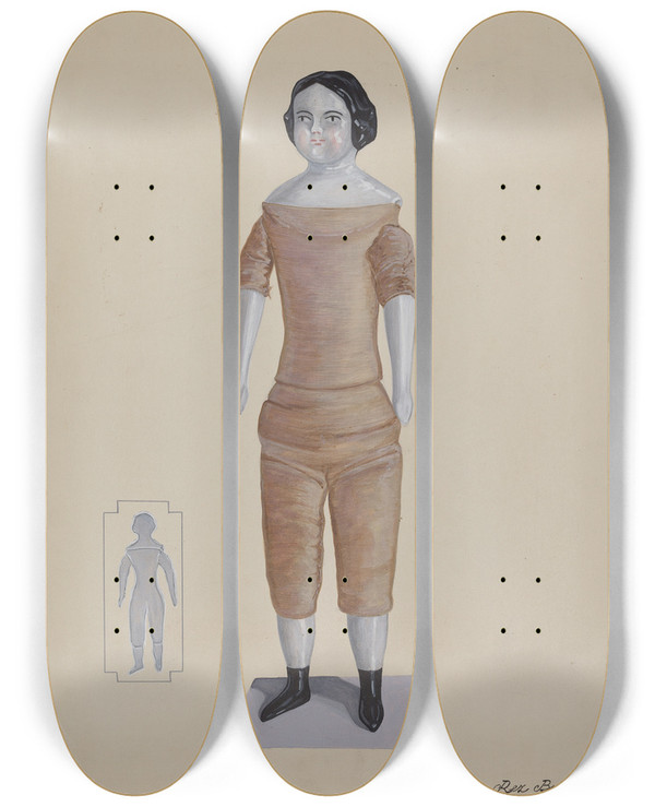 Triptych art skateboard deck of Rex F Bush Doll Nancy Lou by Rex F Bush (20-)