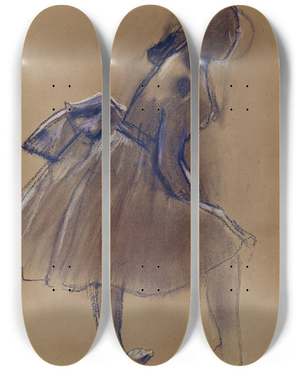 Triptych art skateboard deck of Edgar Degas Danseuse Debout De Profil by Edgar Degas (1834-1917)