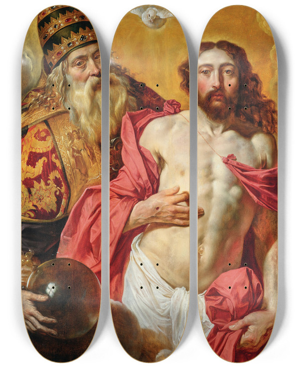 Triptych art skateboard deck of Artus Wolffort The Holy Trinity_2 by Artus Wolffort (1581-1641)