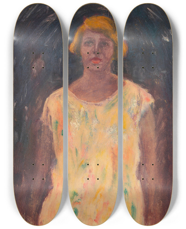 Triptych art skateboard deck of Karl Wiener Weibliches Portrt_4 by Karl Wiener (1901-1949)
