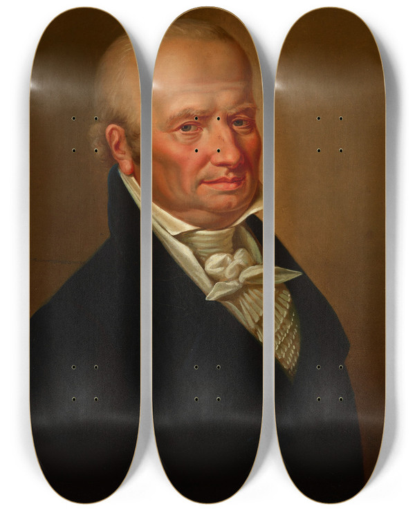 Triptych art skateboard deck of Karol Schweikart Portrait Of Johann Hausner Sr by Karol Schweikart (1772-1855)