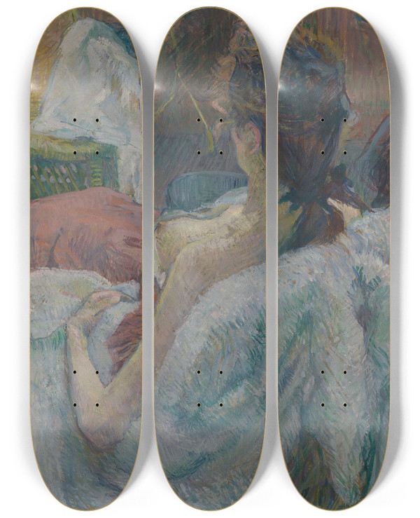 Triptych art skateboard deck of Henri De Toulouselautrec The Model Resting by Henri de Toulouse-Lautrec (1864-1901)