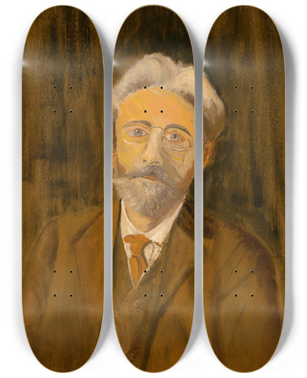 Triptych art skateboard deck of Louis Michel Eilshemius Selfportrait by Louis Michel Eilshemius (1864-1941)