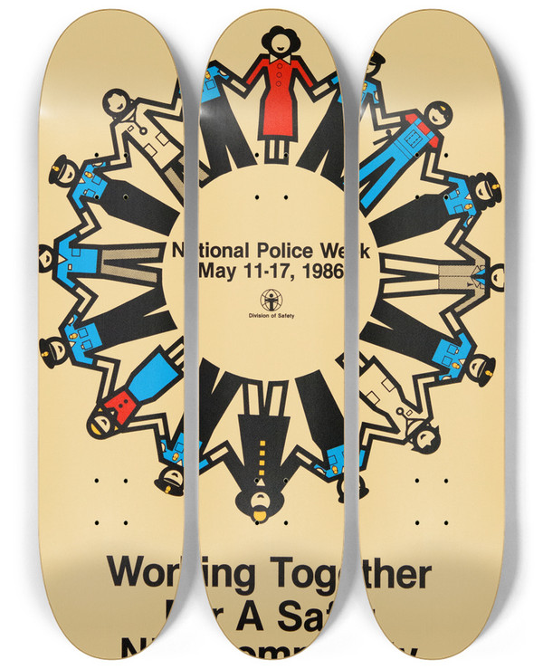 Triptych art skateboard deck of National Institutes Of Health Working Together For A Safer Nih Community by National Institutes Of Health (1887)