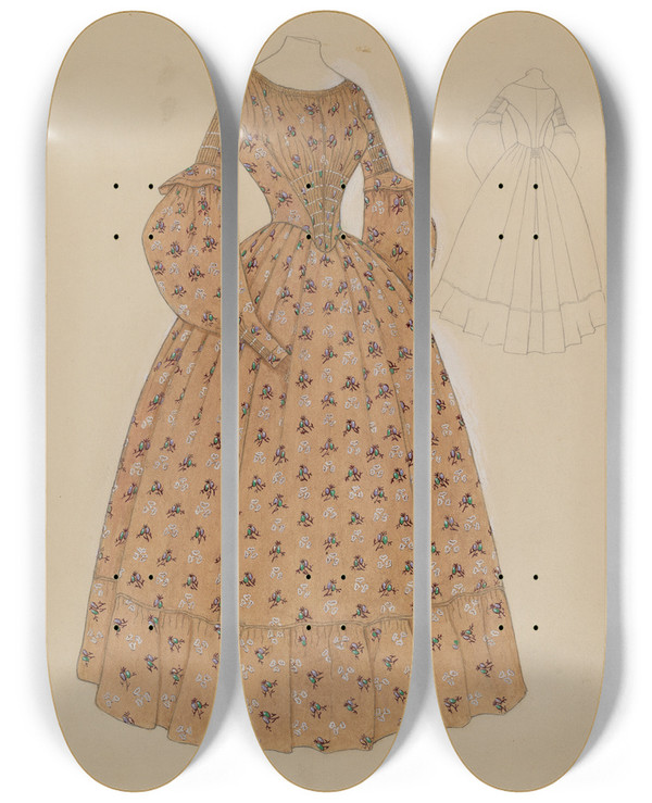 Triptych art skateboard deck of Julie C Brush Dress_12 by Julie C Brush