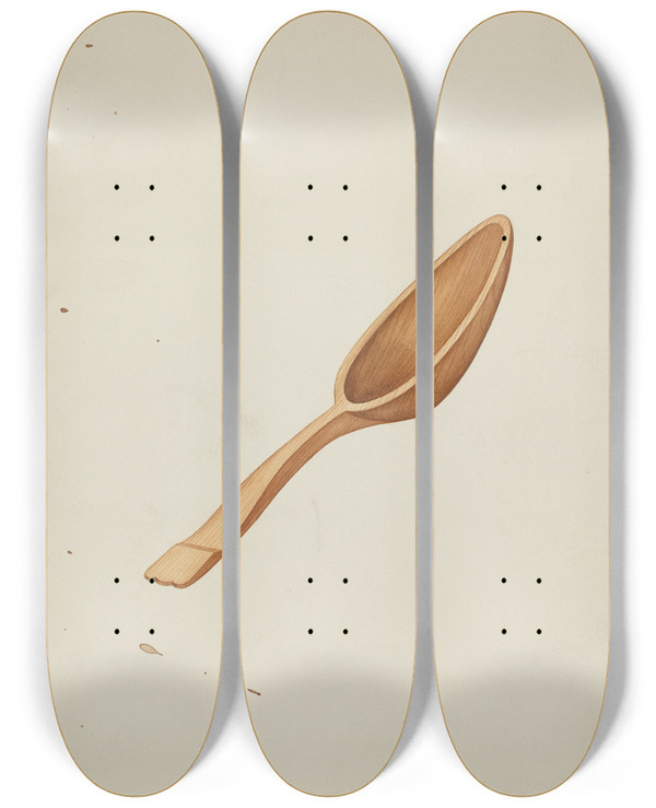 Triptych art skateboard deck of Wilbur M Rice Spoon by Wilbur M Rice