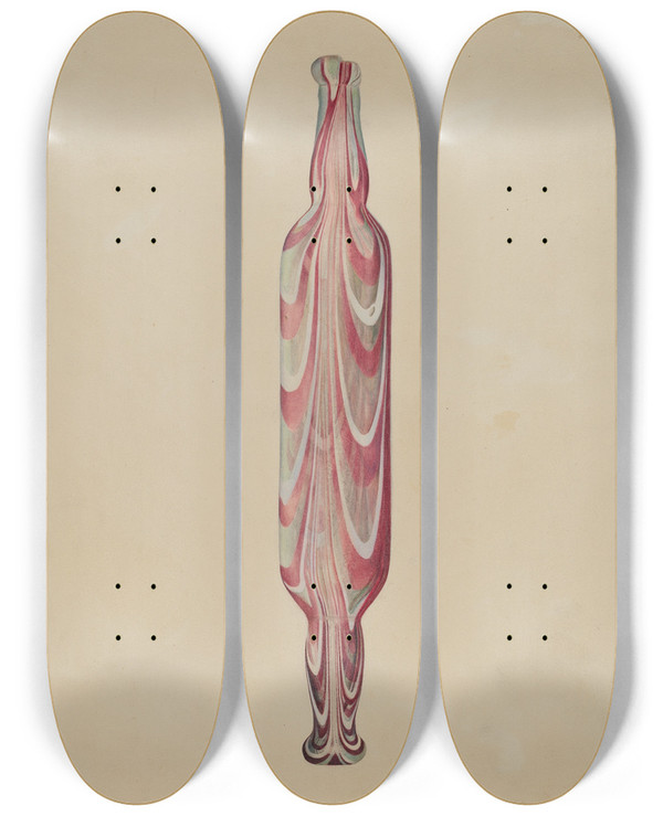 Triptych art skateboard deck of Donald Williams Rolling Pin Glass by Donald Williams