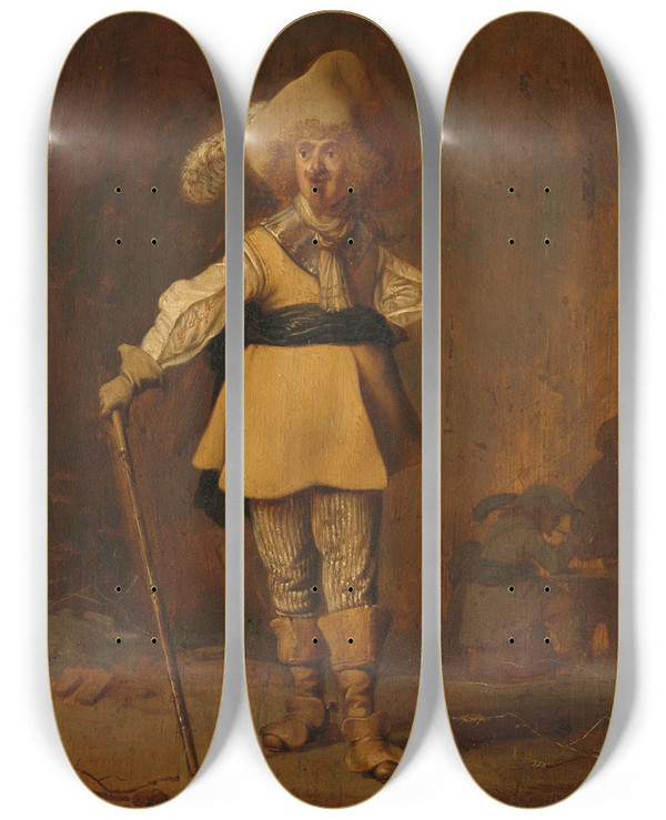 Triptych art skateboard deck of Willem Bartsius A Captain by Willem Bartsius (1612-1665)