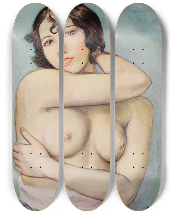 Triptych art skateboard deck of Nils Dardel Marthe by Nils Dardel (1888-1943)