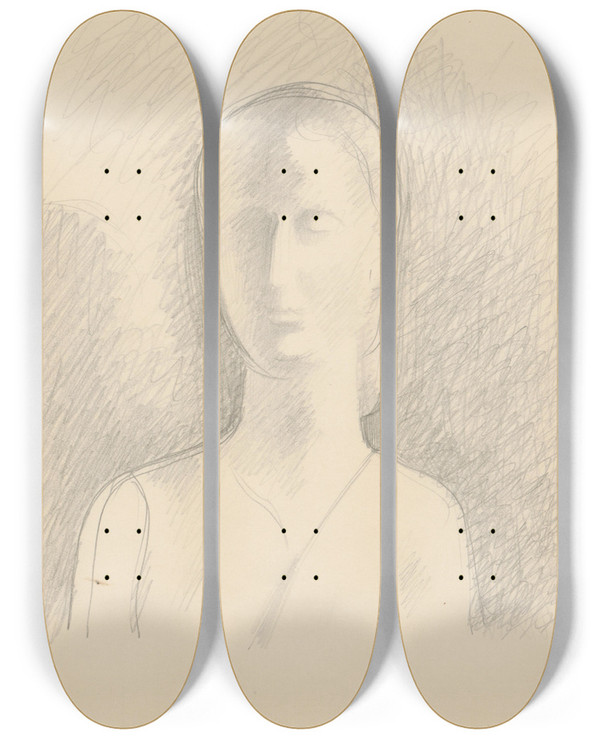 Triptych art skateboard deck of Mikul Galanda Sketchbook_92 by Mikulas Galanda (1895-1938)