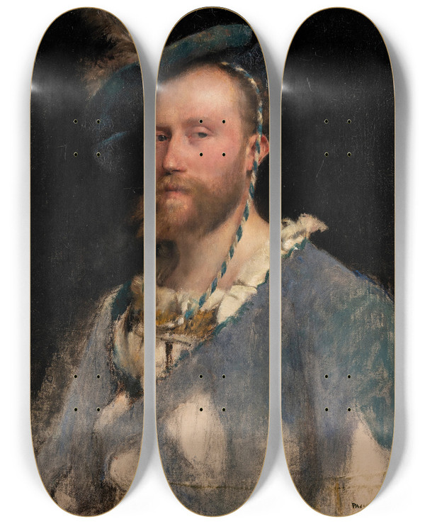 Triptych art skateboard deck of Pascaladolphejean Dagnanbouveret Portrait Of Gustave Courtois_3 by Pascal-Adolphe-Jean Dagnan-Bouveret (1852-1929)