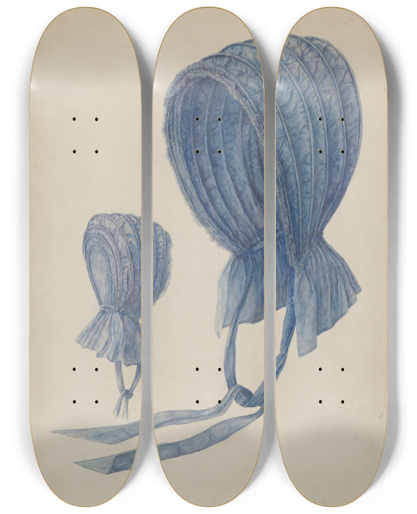 Triptych art skateboard deck of Stella Mosher Bonnet_2 by Stella Mosher