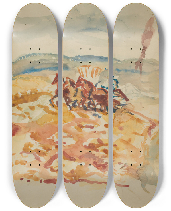 Triptych art skateboard deck of Edvard Munch Untitled 15 by Edvard Munch (1863-1944)