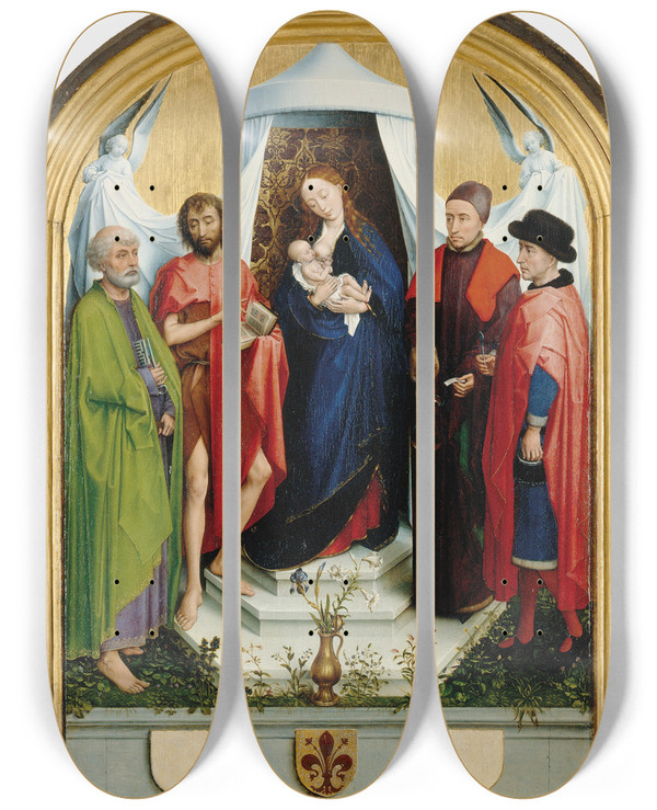 Triptych art skateboard deck of Rogier Van Der Weyden Medici Madonna by Rogier van der Weyden (1399-1464)