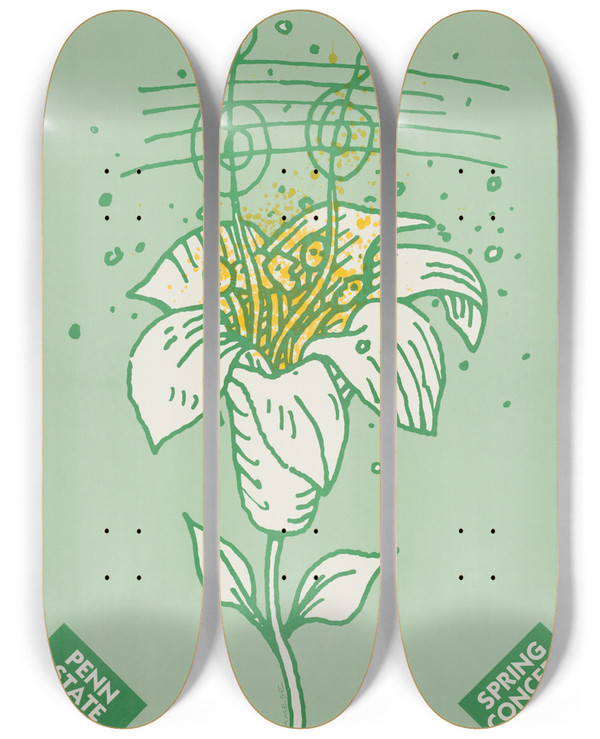 Triptych art skateboard deck of Lanny Sommese Penn State Glee Club Spring Concert by Lanny Sommese (1943)