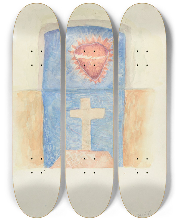 Triptych art skateboard deck of Nh Yeckley Keystone by N.H. Yeckley