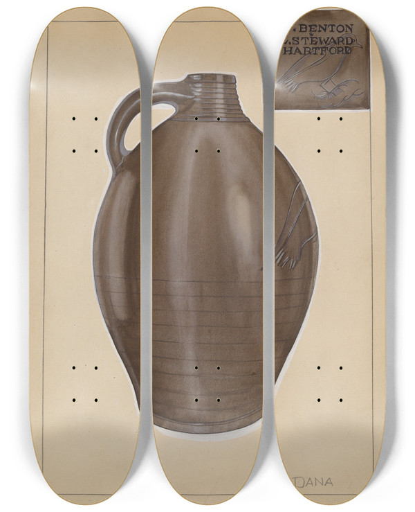 Triptych art skateboard deck of John Dana Jug_3 by John Dana (1935)